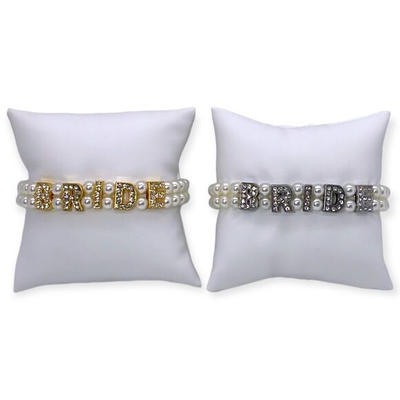 NWT Wool + Pepper Co. Pearl & Gold OR Silver BRIDE Bracelet - Picture 1 of 3